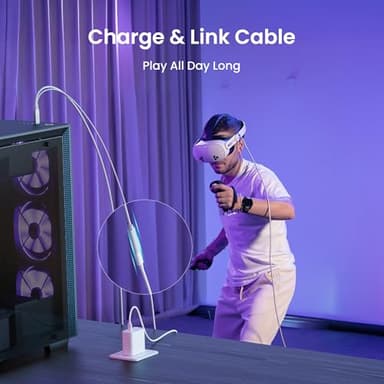 KIWI design Link Cable with Charging 16FT Compatible with Meta Quest 3S/3/2/Pro/Pico 4 Accessories and PC/SteamVR, USB 3.0 to USB C Link Cable with 5Gbps Super Speed for Extended Gameplay, White - Image 7