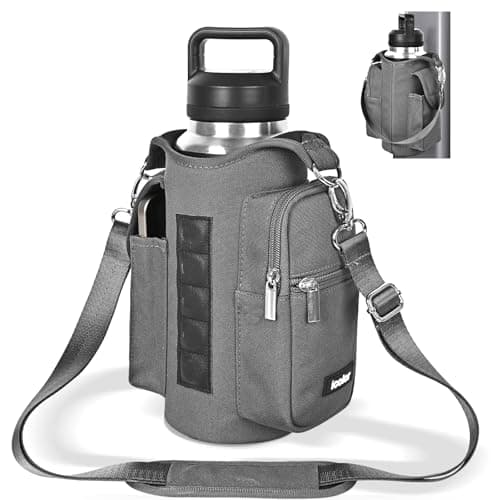 icolor Magnetic Gym Bag Water Bottle Carrier Holder with Phone Pockets & Strap,Nylon Gym Magnetic Bag 5 Built-in Magnets Gym Accessories Organizer Bottle Pouch Sleeve for Men Women (Light Gray) - Image 1