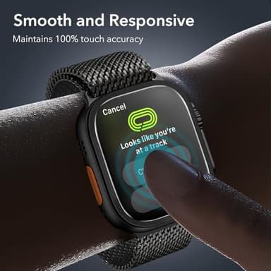 ESR 2 Pack Armorite Screen Protector for Apple Watch Ultra 2/1 (2024/2023/2022, 49 mm), Military Grade Protection, Tempered Glass Film with Aluminum Alloy Frame, Keep Original, Anti-Scratch, Black - Image 6