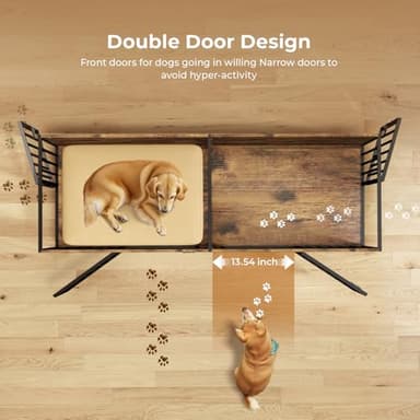 78 Inch Dog Crate Furniture for 2 Dogs,Extra Large Double Dog Kennel Furniture with Removable Divider, XXL Thick Wooden Dog Cage TV Stand - Image 2
