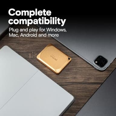 Crucial X10 Pro 4TB Portable SSD, Up to 2,100MB/s Read, 2000MB/s Write, USB 3.2 USB-C, External Solid State Drive, Durable Storage for Professional Creators, Gold - CT4000X10PROSSD9D02 - Image 5