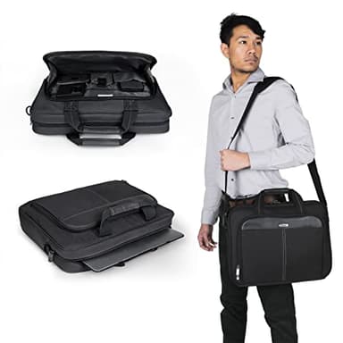 Targus 15-16 Inch Classic Slim Laptop Bag, Black - Ergonomic Briefcase and Messenger Bag - Spacious Foam Padded Laptop Bag for 16" Laptops and Under (TCT027US) - Image 3