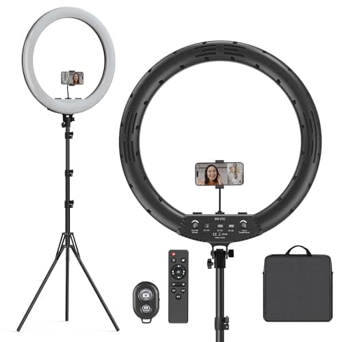 Hagibis 21 inch Ring Light with Stand Outer 55W 5600k Dimmable LED Light, Tripod Stand,and Phone Holder,Remote Controller,Carrying Bag ,CRI 97+ 2540lux, for Streaming Home Office Zoom Call Lighting - Image 1