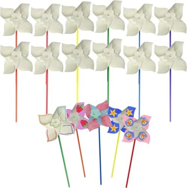 4E's Novelty 24 Pack DIY Pinwheels Craft for Kids, Bulk Summer Pinwheel Craft Kit, Color Your Own Paper Windmill for Pinwheels for Kids July 4 Party, Bulk Pinwheel for Spring Art and Creativity - Image 8