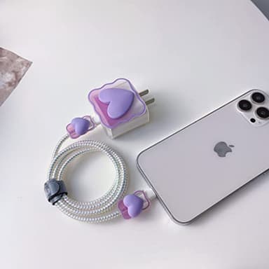 Cute DIY Cable Protector, Compatible for iPhone 20W USB-C Power Adapter and Lightning Cable - Image 3