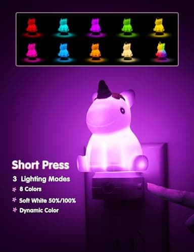 L LOHAS LED Plug-in Night Light for Kids, Cute Color Changing LED Night Light with Dusk to Dawn Sensor, Christmas, Birthday Gift Nightlight for Girls & Kids, Room Decor - Image 4