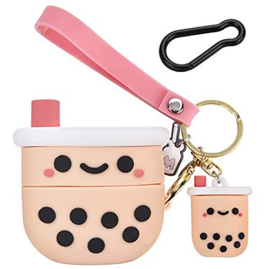 Cute Airpod Pro Case Cover with Keychain Girly Pink Boba Milk Tea Design Compatible with Airpods Pro Charging Case for Women and Girls - Image 1