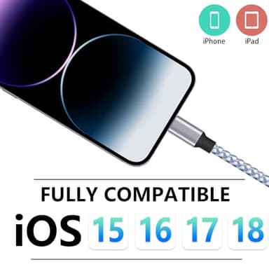 DAZHWA iPhone Charger 3pack 6ft MFi Certified Best New Nylon Braided Lightning Cable Cell Phone Fast Charger Cord Compatible with iPhone14/13/12/11Pro Max/XS/XR/X/8/7/6/5/SE/iPad More - Image 3