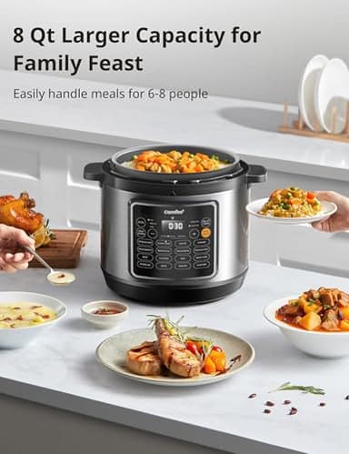 COMFEE’ Pressure Cooker 8 Quart with 16 Cooking Functions, Olla de Presion Non-Stick Pot Yogurt Maker Rice Cooker Slow Cooker Sauté Steamer, Healthy Ceramic Inner Pot - Image 8