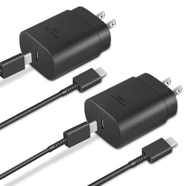 Type C Charger, 2-Pack 25W Type C Fast Charging Block with 6ft USB C Charger Cable Compatible with Galaxy S25 S24 S23 S22 S21+/Phone 16/16 Pro Max/15/15 Pro Max/15 Plus-Black - Image 1