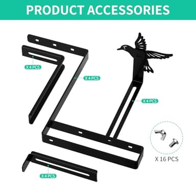 MAYZOLOP Adjustable Planter Box Brackets, Universal Window Box Brackets, Heavy Duty Flower Box Brackets Wall Mounting Hooks for Balcony, Fences, Patio, and Garden (4 Pack ) - Image 4