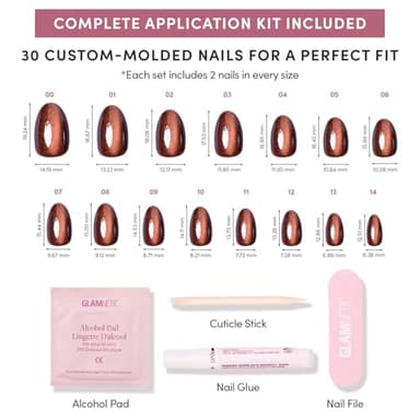 Glamnetic Press On Nails - Magnetic Moscow | Short Oval Fake Nails with a Cat-Eye Magnetic Velvet Finish, Salon Quality Halloween Nails | 15 Sizes - 30 Nail Kit with Glue - Image 4