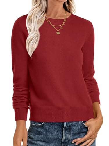 ANRABESS Sweaters for Women Long Sleeve Lightweight Crewneck Soft Basic Knit Loose Fit Pullover Top 2025 Fall Trendy Outfits Brick Red Medium - Image 1