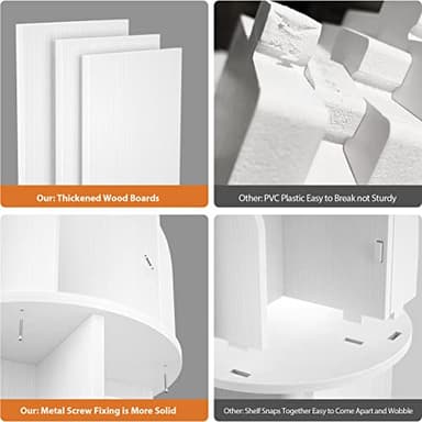 Aheaplus Rotating Bookshelf, Small Corner Bookshelf for Small Space, 360 Display 4 Tier Floor Standing Bookcase Storage Rack, Wood Narrow Book Shelf Organizer for Bedroom, Living Room, White - Image 7