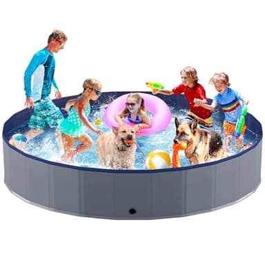 Niubya Portable Dog Pool, Foldable Pet Swimming Pool, Anti-Slip Collapsible Pet Bathtub, Hard Plastic Bath Pool for Pets Dogs and Cats, 97 x 16 Inches - Image 1