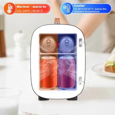 Hansburg Mini Fridge for Bedroom Skincare Cooler & Warmer Portable Small Refrigerator 4 Liter/6 can with 12v AC/DC/USB Option for Food, Drinks, Makeup, Dorm, Office and Car - Image 5