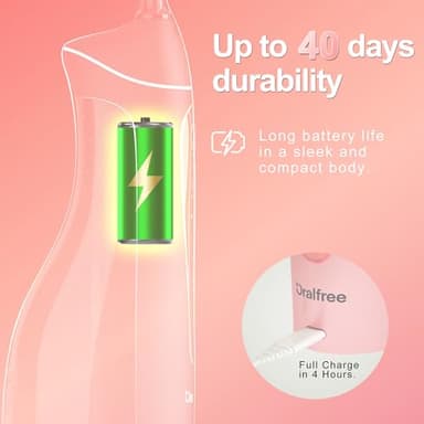 Oralfree Water flosser Teeth Picks - Dental Braces Cordless Oral Irrigator Portable Rechargeable Travel Irrigation Cleaner IPX7 Waterproof Electric Professional Flossing Teeth Cleaning for Home - Image 5