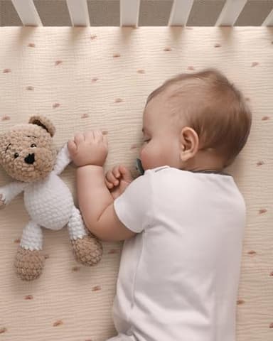 Blissful Diary Muslin Crib Sheets for Girl Boy, Boho Neutral Soft Cotton Baby Sheet for 52''x28'' Standard Crib Mattress, 2 Pack(Sunshine&Brown) - Image 3