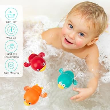 Bath Toys, Swimming Duck Baby Bath Toys for Toddler 1-3, Water Pool Floating Wind Up Toys for 1 Year Old Boy Girl Gifts, Infant Toddlers Kids Bathtub Toys, 3 Pack - Image 3
