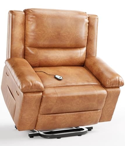 GarveeHome Oversized Wide Power Lift Recliner Chair - Heat and Massage, Faux PU Leather, Adjustable Back and Legs, Electric Lift Chair Designed for The Elderly and People with Mobility impaired - Image 1