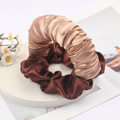 Heatless Curls Scrunchie, Brown Satin Heatless Curlers To Sleep In, Soft Sleepy Ties for Hair, Lazy Scrunchie Rollers No Heat Curls for Long Hair, Fashionable Item for Going Out and Exercise - Image 7