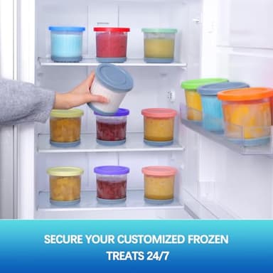 for Ninja Creami Pints and Lids-4 Pack, 16OZ Container Compatible with NC299AMZ & NC300s Series Ice Cream Makers, Extra Cups Replacement for Ninja Creamy Containers Airtight Anti-slip Dishwasher Safe - Image 6