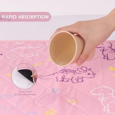 IEUUMLER Washable Pee Pads for Dogs, 2 Pack Non-Slip & Waterproof Pack Whelping Pad, Reusable Washable Puppy Potty Training Pad with Fast Absorbent for Playpen EU007 (Pink Dinosaur, 48"X30"-2pcs) - Image 3
