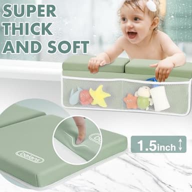beiens Bath Kneeler and Elbow Rest Pad Set - 1.5'' Comfortable Thick Baby Bath Kneeler Pads, Quick Dry Soft Kneeling Pad for Baby Bath Time, Non-Slip Knee& Arm Support Bathtub Mat with Toys Organizer - Image 4