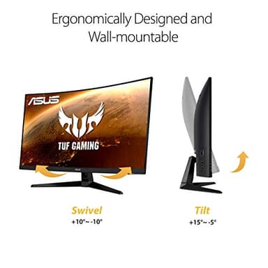 ASUS TUF Gaming 32" 1440P HDR Curved Monitor (VG32VQ1B) - QHD (2560 x 1440), 165Hz (Supports 144Hz), 1ms, Extreme Low Motion Blur, Speaker, FreeSync Premium, VESA Mountable, DisplayPort, HDMI,BLACK - Image 6