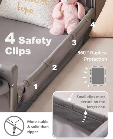 BEKA 4 in 1 Baby Bassinet Bedside Sleeper, Baby Bedside Crib 4 Functions, Bedside Bassinet Crib Sleeper, Playard, Changing Table, Baby Bassinet for Newborn Baby - Image 3
