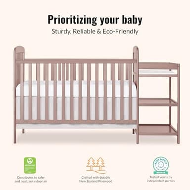 Dream On Me Anna 4 in 1 Full Size Crib and Changing Table Combo in Brown Sugar, Greenguard & JPMA Certified, Converts from Baby Crib to Toddler Bed and Day Bed - Image 5