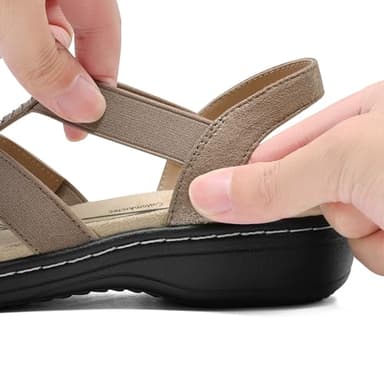 DREAM PAIRS Women's Comfortable Arch Support Dressy Flat Sandals Elastic Open Toe Walking Shoes for Summer,Size 8.5,Bronze,SDFS2420W - Image 5