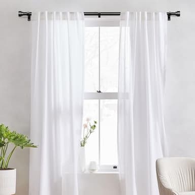 IFELS Heavy Duty Curtain Rods for Windows 66 to 120 Inch, 1 Inch Adjustable Black Curtain Rod Set with Easy Installation and Modern Design (A1,Black,30-120") - Image 3