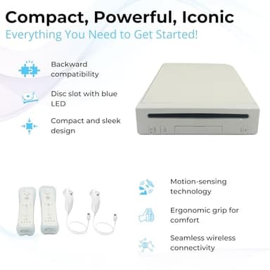 Nintendo White Premium Wii Console with 2 Remotes, 2 Nunchucks, Dual Dock Stand, Sensor Bar, AV Cable (Renewed) - Image 4