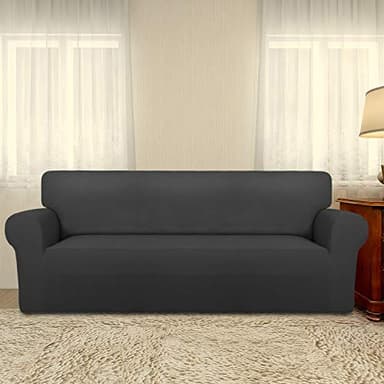 PureFit Super Stretch Sofa Slipcover – Spandex Non Slip Soft Couch Sofa Cover, Washable Furniture Protector with Non Skid Foam and Elastic Bottom for Kids, Pets (Oversized Sofa, Dark Gray) - Image 2