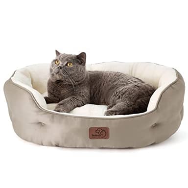 Bedsure Dog Beds for Small Dogs - Round Cat Beds for Indoor Cats, Washable Pet Bed for Puppy and Kitten with Slip-Resistant Bottom, 25 Inches, Taupe - Image 1