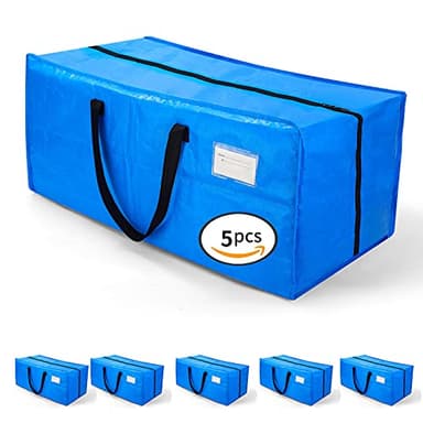 AlexHome Heavy Duty,Extra Large Packing Bags for Moving,Reusable Plastic Moving Totes,Clothes Storage Containers,Moving Supplies Bins,Compatible with Ikea Frakta Cart (Blue,Set of 5) - Image 9