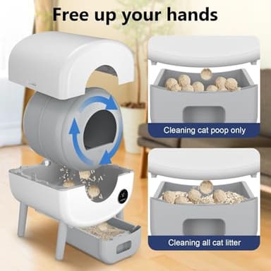 Cumrige Self Cleaning Litter Box, Large Capacity Automatic Cat Litter Box Self Cleaning for Cats, App Control,Safety Protection, 2 Roll Garbage Bags,White & Grey - Image 6