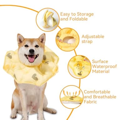 Pet Soft Protective Recovery Collar - Adjustable Pet E-Collar Alternative After Surgery for Pets/Kitten/Cats/Small Dogs (Yellow, L) - Image 2