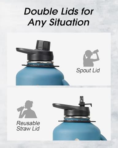 64 oz Water Bottle Insulated with Handle, Coolflask Half Gallon Water Jug With Strap Straw Stainless Steel Double-Walled Vacuum Metal Large Flask Leakproof, Keep Cold 48 Hrs Hot 24hrs, Prussian Blue - Image 4