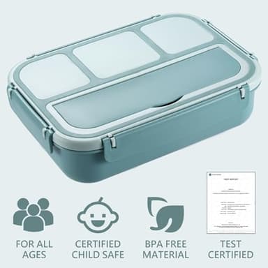 Bento Box Adult Lunch Box for Men Women, Bento Lunch Box for Kids Boys Girls School, Lunch Containers for Adults with 4 Compartments, Utensil Set, Sauce Container, Muffin Cup, Green - Image 5