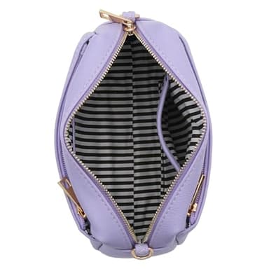 FashionPuzzle Triple Zip Small Crossbody Bag (Lavender) - Image 5