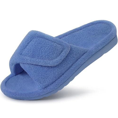 Litfun Women's Orthopedic Slippers with Arch Support Adjustable Open Toe House Shoes for Plantar Fasciitis, Blue 39 - Image 1