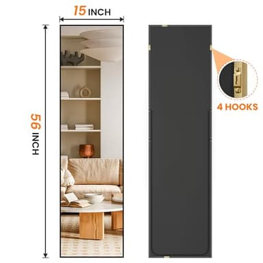 TRAHOME Full Length Mirror, Standing Large Floor Mirror with Aluminum Frame for Bedroom, Living Room, Bathroom(Black) - Image 2