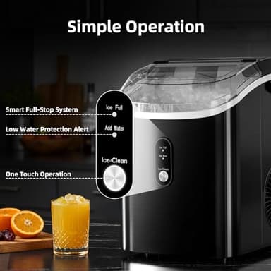 Antarctic Star Nugget Ice Maker Countertop with Soft Chewable Ice, Portable Sonic Ice Maker with Basket and Scoop, Removable Top Cover, Auto-Cleaning for Home/Party/RV/Camping (Stainless Steel Black) - Image 3