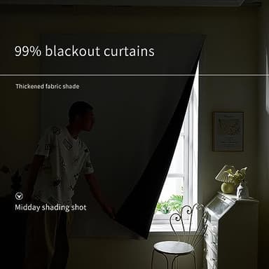 AJAZZ self Adhesive Portable 100% Blackout Curtains Simple and Easy to installBedroom Window Thermal Lnsulated Kitchen Room Darkening Black Small Drapes 1-Pack - Image 6