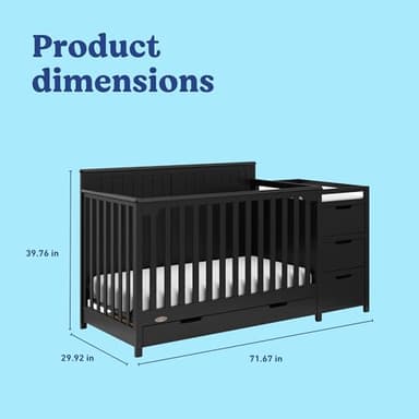 Graco Hadley 5-in-1 Convertible Crib & Changer (Black) – GREENGUARD Gold Certified, Fits Standard Crib Mattress, Converts to Toddler Bed and Full Bed, 4 Adjustable Mattress Heights - Image 7