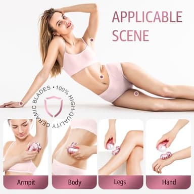 SHPAVVER Electric Razors for Women Legs: Rechargeable Body Shaver - Waterproof Wet Dry Hair Remover - Trimmer for Lady Face Underarms (Pink) - Image 5
