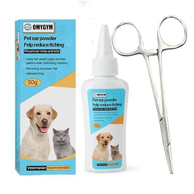 OMYGYM Ear Powder for Dogs and Cats - 50g/1.8 oz – Dog Ear Infection Treatment with Dog Ear Hair Removal Tool – Ear Powder for Dogs Plucking & Hair Removal – Clears Wax, Odor - Image 1
