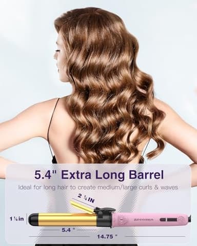 Easy to Use Rotating Curling Wand, Self Rotating Automatic Curling Iron, Dual Voltage Long Barrel for Hair Curls and Waves, 5 Heat Settings Waver Hair Tool - Image 2
